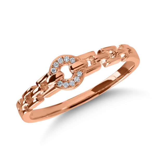 Inel din aur roz cu diamante de 0.02ct