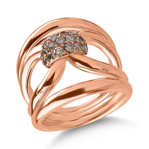 Inel din aur roz cu diamante maro de 0.76ct