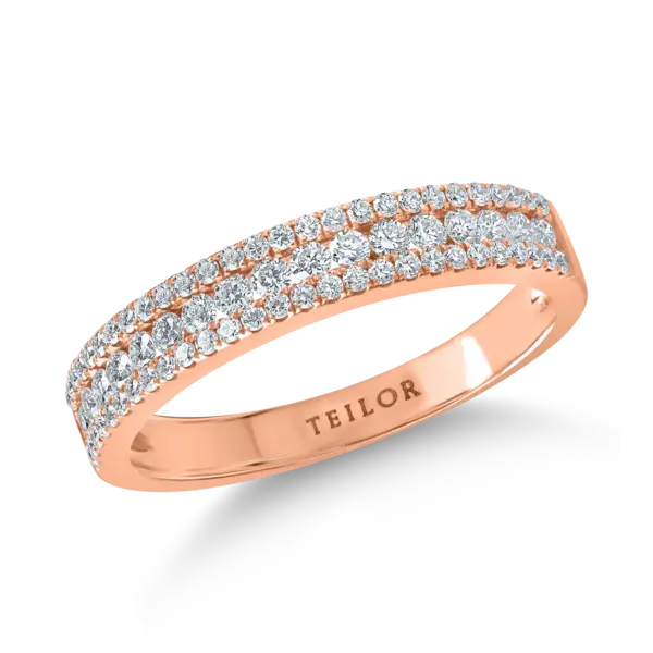 Inel din aur roz cu diamante microsetting de 0.4ct