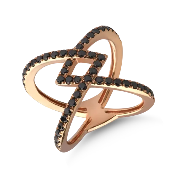 Inel din aur roz cu diamante negre de 0.88ct