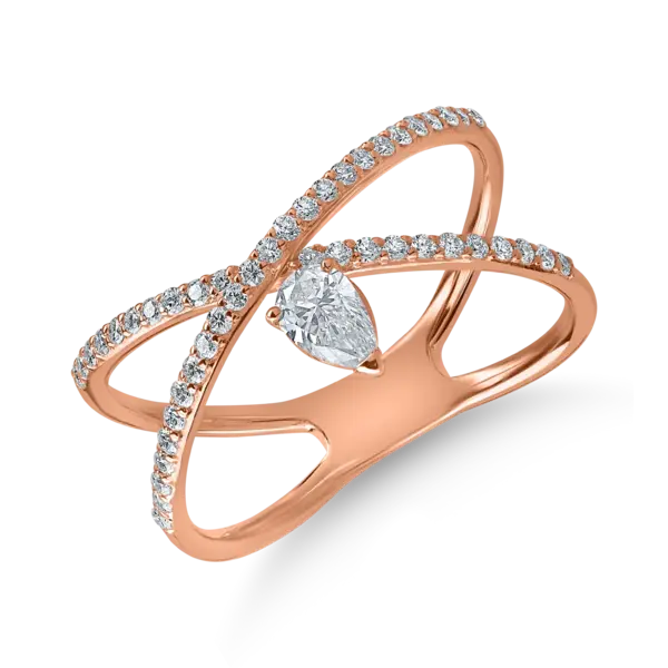Inel din aur roz cu diamante pear si rotunde de 0.51ct
