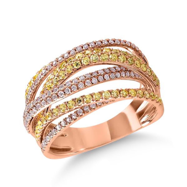 Inel din aur roz cu diamante roz si galbene de 1.15ct
