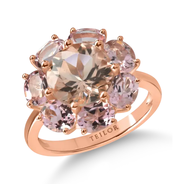 Inel din aur roz cu morganit de 2.3ct si turmaline roz de 2.4ct
