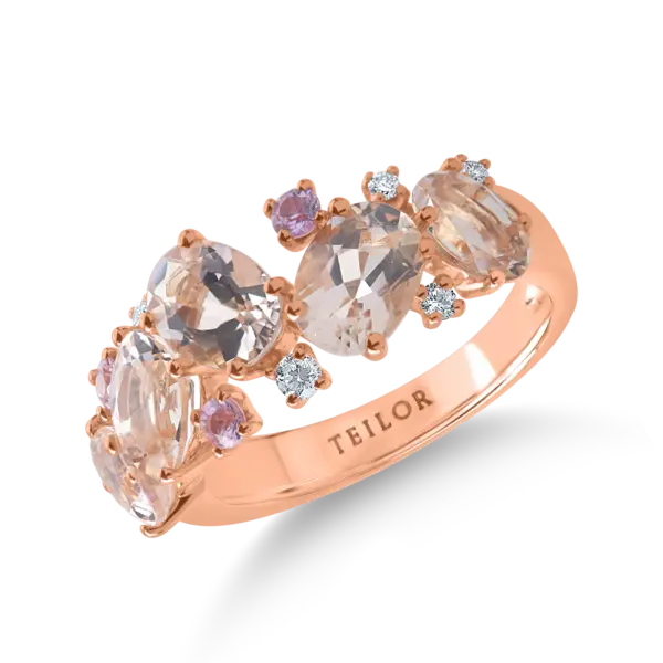 Inel din aur roz cu pietre pretioase si semipretioase de 3.1ct