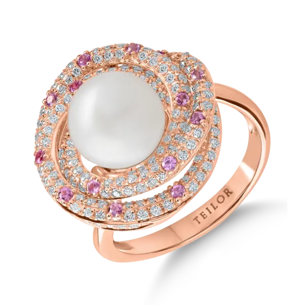Inel din aur roz cu pietre pretioase si semipretioase de 5.1ct