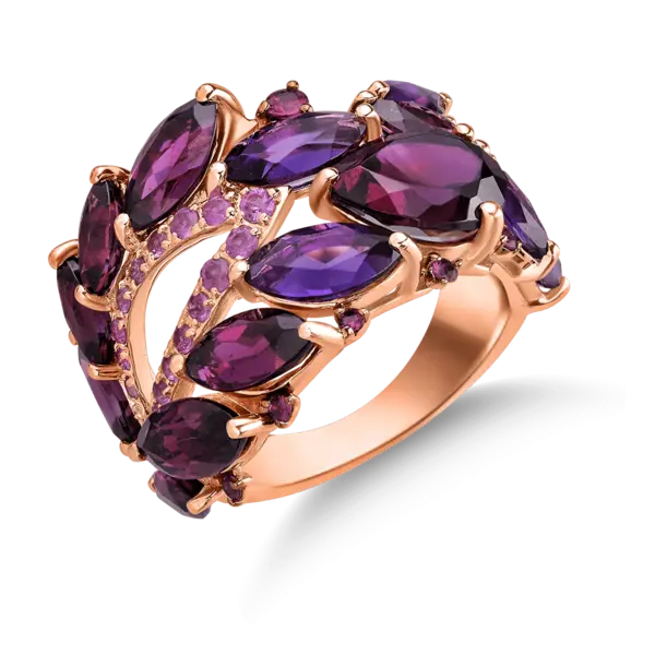 Inel din aur roz cu pietre pretioase si semipretioase de 9.9ct