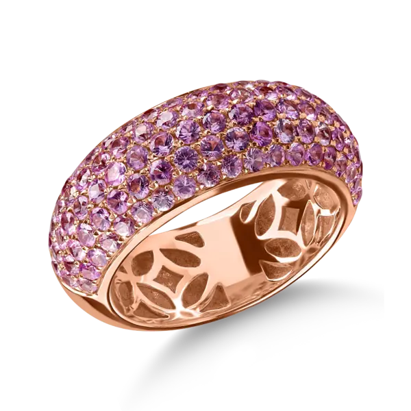 Inel din aur roz cu safire roz microsetting de 2.4ct