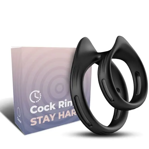 Inel dublu Armony – Dualring, din silicon elastic, negru