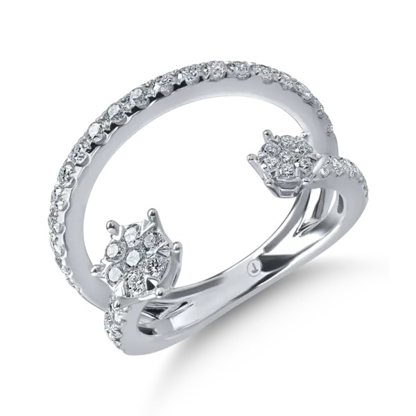 Inel dublu din aur alb cu diamante de 0.6ct