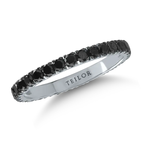 Inel eternity din aur alb cu diamante negre de 1ct