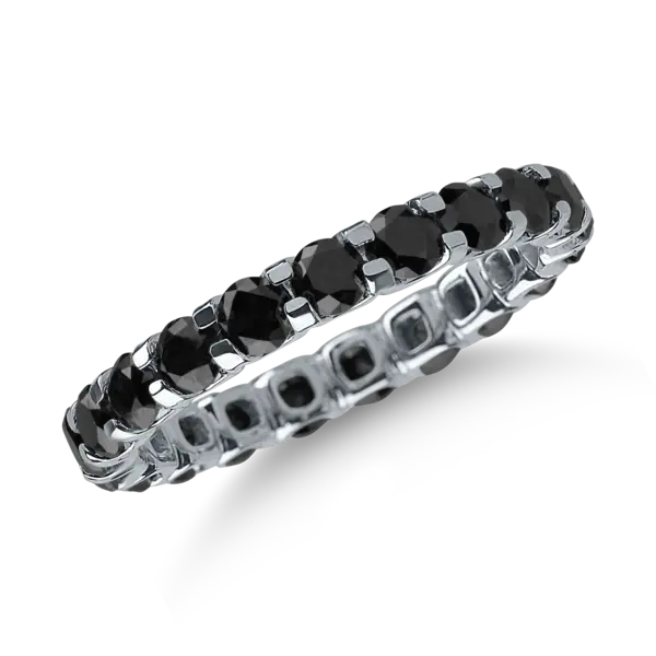 Inel eternity din aur alb cu diamante negre de 2.2ct