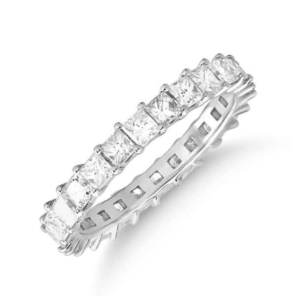 Inel eternity din aur alb cu diamante princess de 1.8ct