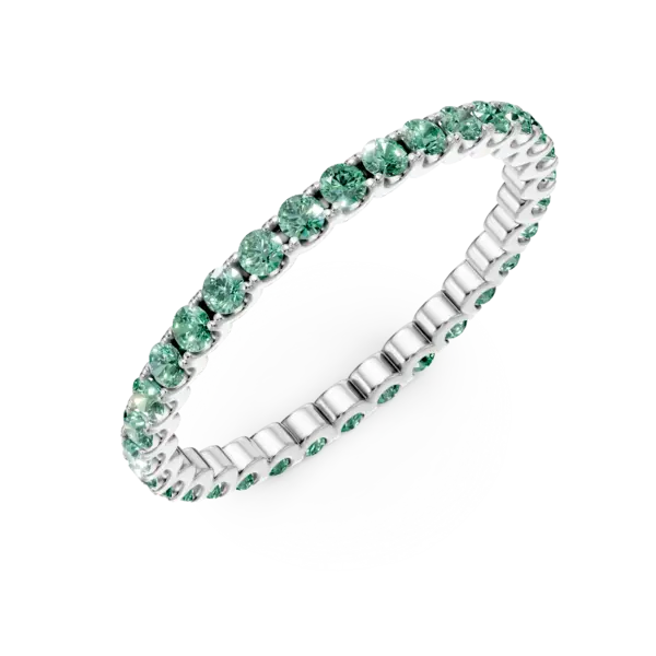 Inel eternity din aur alb cu smaralde de 0.6ct