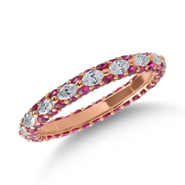 Inel eternity din aur roz cu diamante de 0.6ct si rubine de 1.2ct