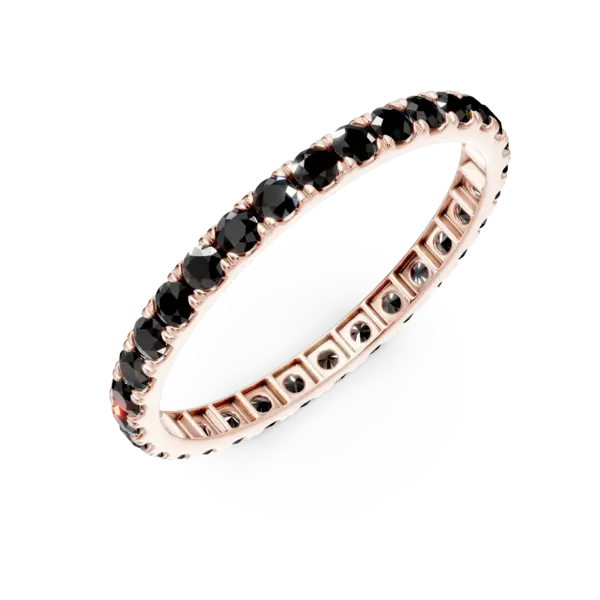 Inel eternity din aur roz cu diamante negre de 0.94ct