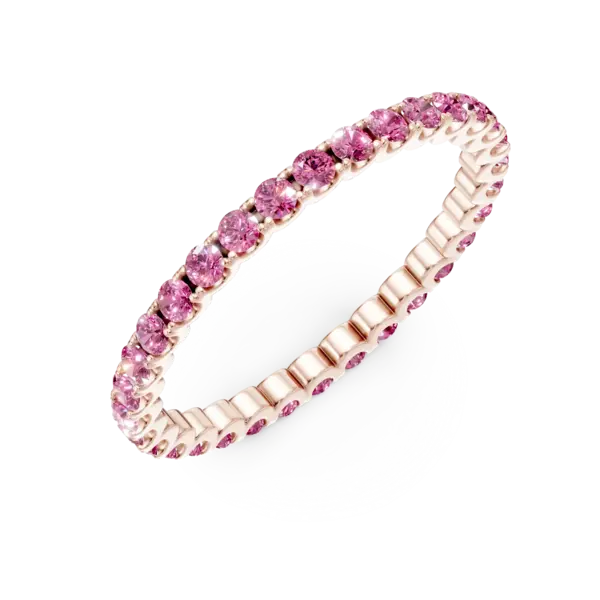 Inel eternity din aur roz cu rubine de 0.7ct