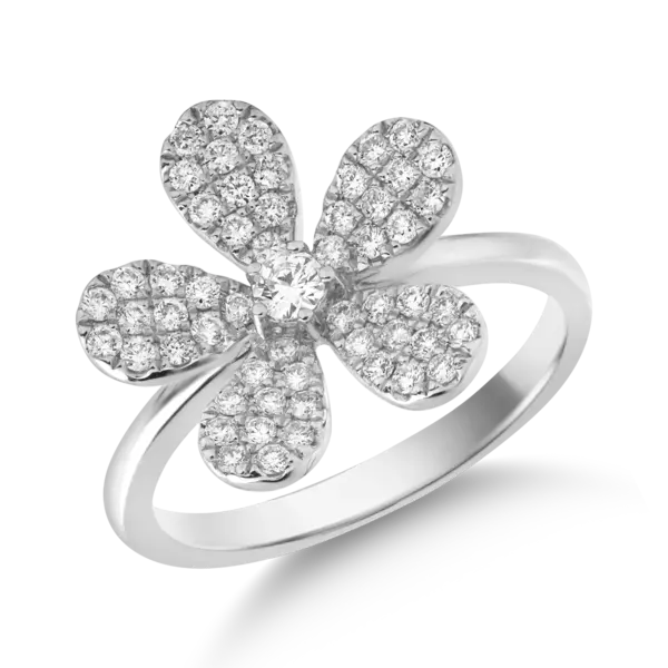 Inel floare din aur alb cu diamante de 0.53ct