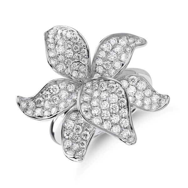 Inel floare din aur alb cu diamante de 1.3ct