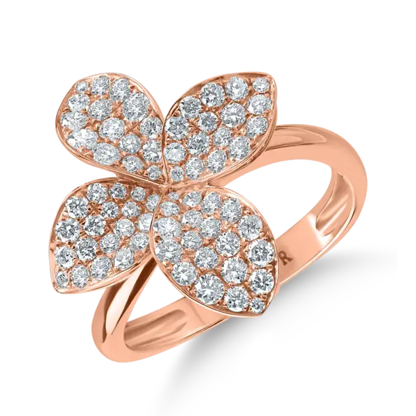 Inel floral din aur roz cu diamante de 0.92ct
