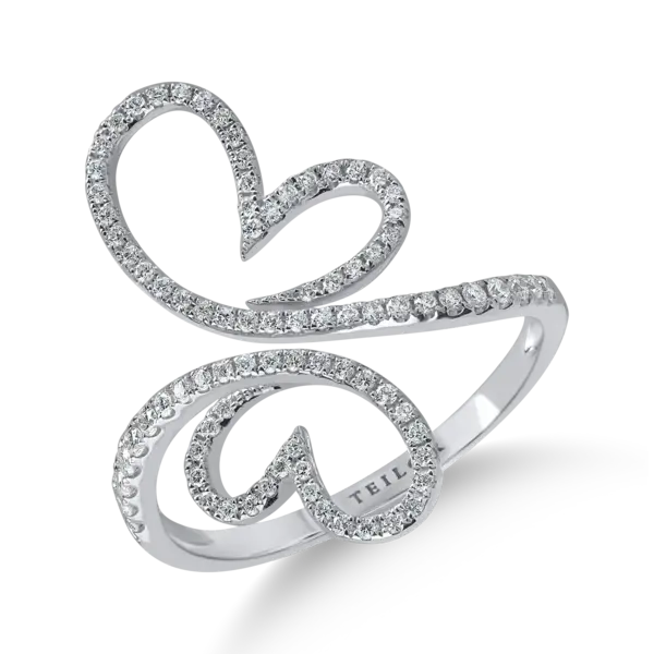Inel fluture din aur alb cu diamante de 0.3ct
