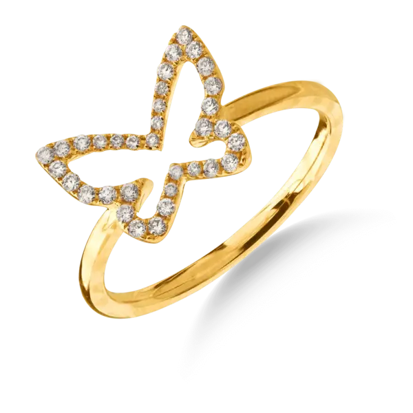 Inel fluture din aur galben cu diamante de 0.146ct