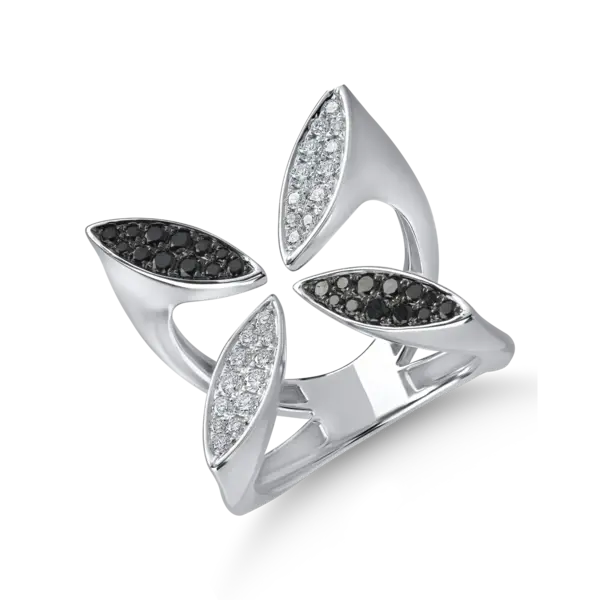Inel geometric din aur alb cu diamante de 0.6ct