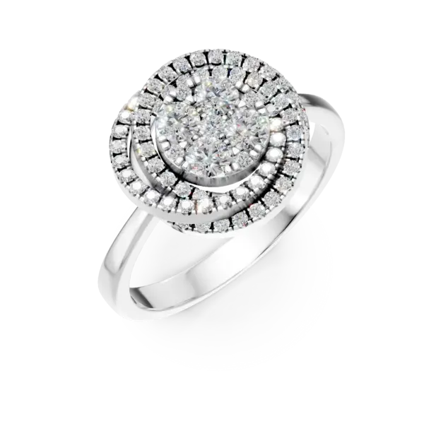 Inel geometric din aur alb cu diamante de 0.7ct