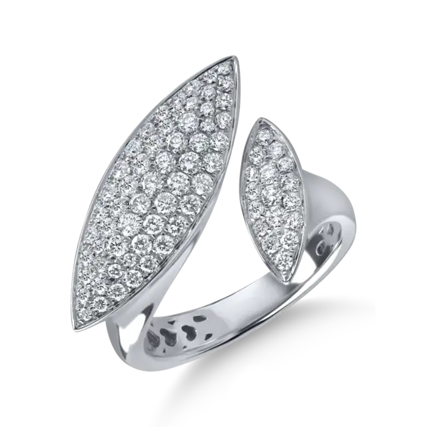 Inel geometric din aur alb cu diamante de 0.9ct