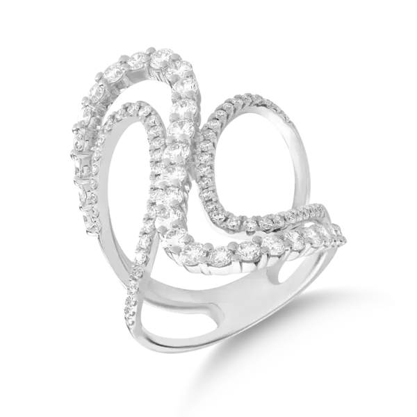 Inel geometric din aur alb cu diamante de 1.65ct