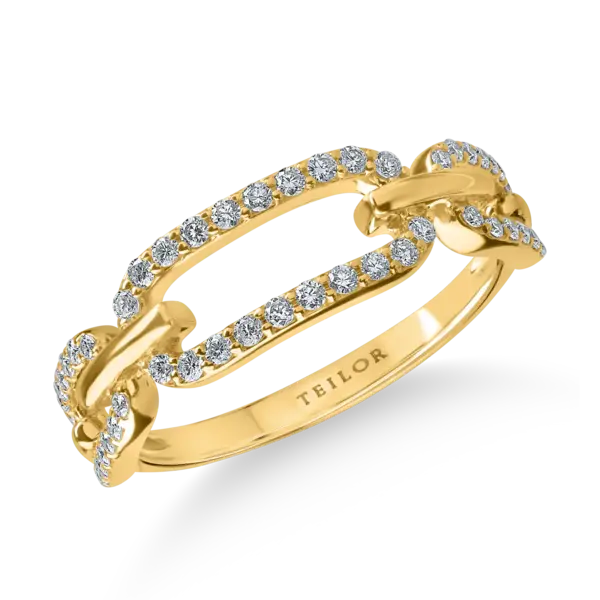 Inel geometric din aur galben cu diamante de 0.06ct