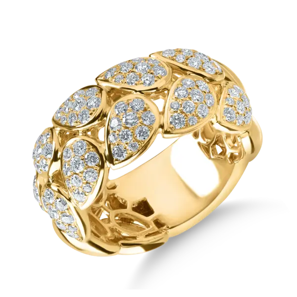 Inel geometric din aur galben cu diamante de 0.1ct