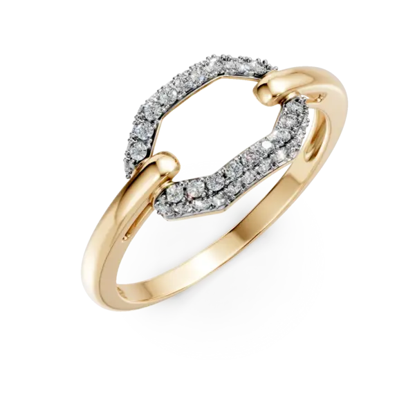 Inel geometric din aur galben cu diamante de 0.1ct