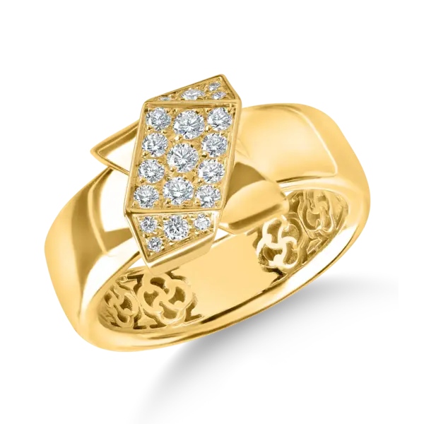 Inel geometric din aur galben cu diamante de 0.2ct