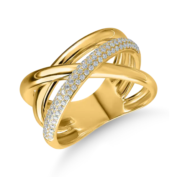 Inel geometric din aur galben cu diamante de 0.3ct