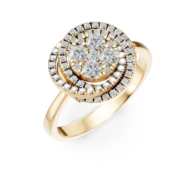 Inel geometric din aur galben cu diamante de 0.6ct