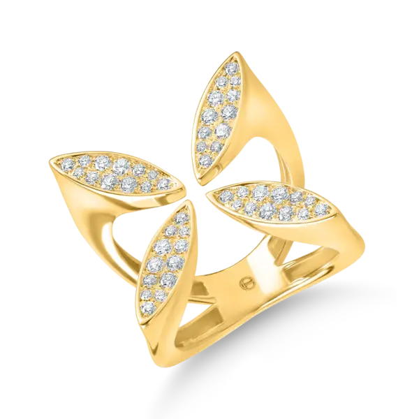 Inel geometric din aur galben cu diamante de 0.6ct
