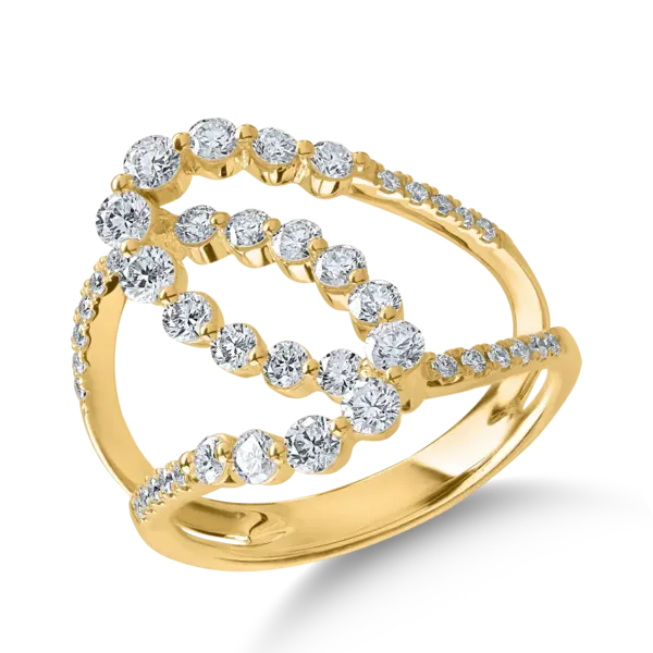Inel geometric din aur galben cu diamante de 0.9ct