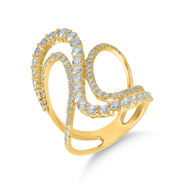 Inel geometric din aur galben cu diamante de 1.7ct