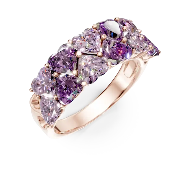 Inel geometric din aur roz cu ametiste heart de 2.7ct