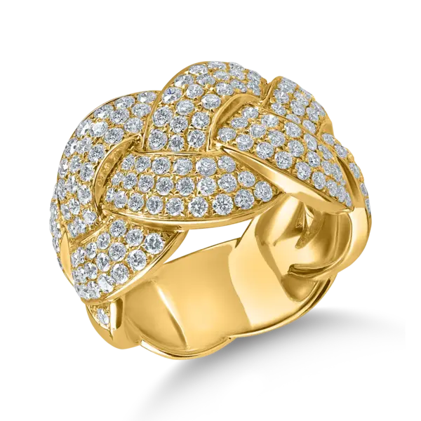 Inel impletit din aur galben cu diamante 1.6ct