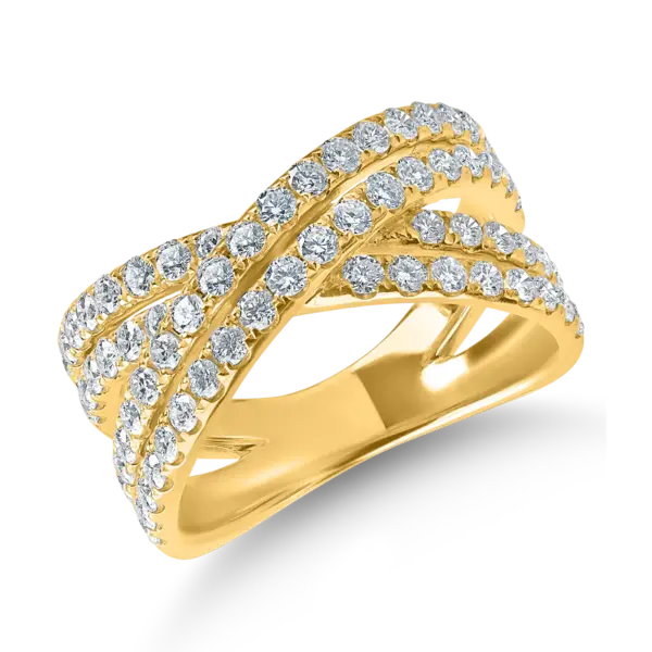 Inel in X din aur galben cu diamante de 1.2ct