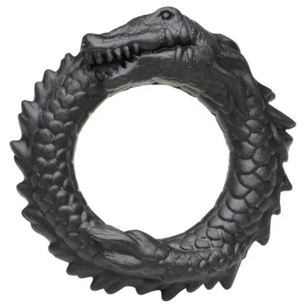 Inel pentru penis CREATURE COCKS Black Caiman, în formă de aligator, pentru jocuri de fantezie, din silicon, diametru 4 cm, negru