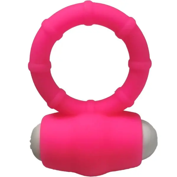 Inel pentru penis cu vibrații ARMONY – Power O Vibrator Ring, silicon medical, baterii LR41, roz