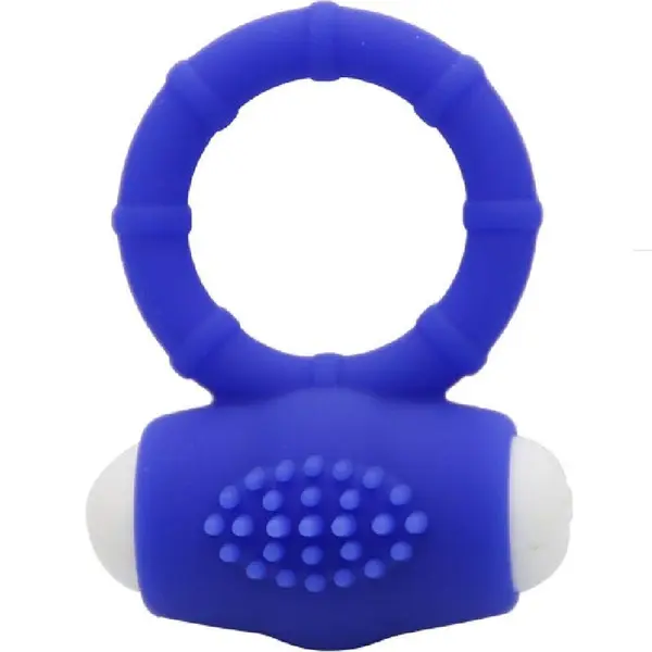 Inel pentru penis cu vibrații ARMONY – Power O Vibrator Ring, silicon medical, baterii LR41, albastru