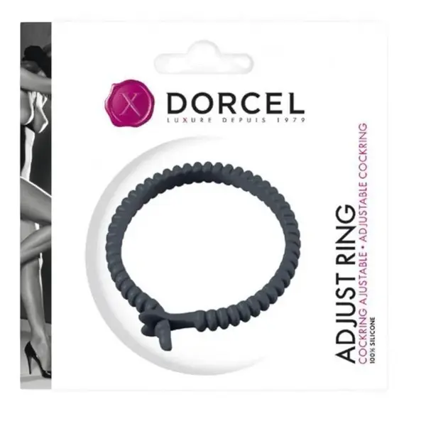 Inel pentru penis DORCEL Adjust Ring, din silicon moale, ajustabil, pentru îmbunătățirea performanțelor sexuale, culoare negru