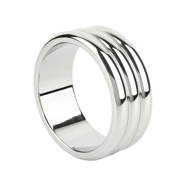 Inel pentru penis MR. STEEL Elegant Deep C-Ring, cu striații, din oțel inoxidabil, diametru 5.5 cm (mare), argintiu