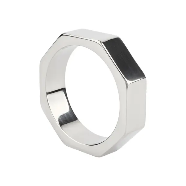 Inel pentru penis MR. STEEL Nut C-Ring, în formă de piuliță, din oțel inoxidabil, diametru 5 cm (mare), argintiu