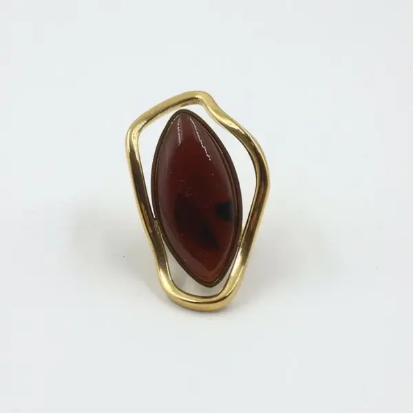 Inel reglabil Amber Gold, cu accente aurii si design sculptural