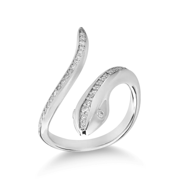 Inel sarpe din aur alb cu diamante de 0.36ct