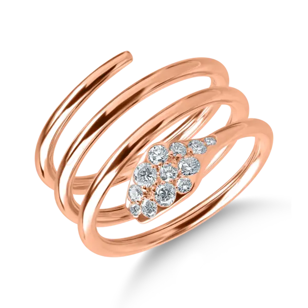 Inel sarpe din aur roz cu diamante de 0.3ct